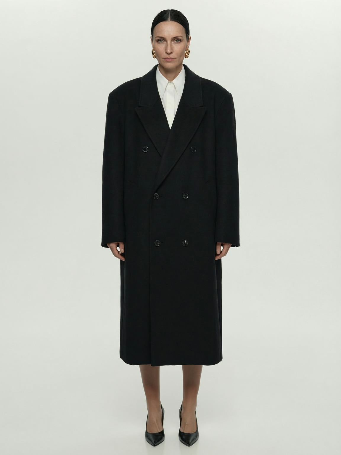 DOUBLE BREASTED WOOL COAT BLACK – 44HOURS