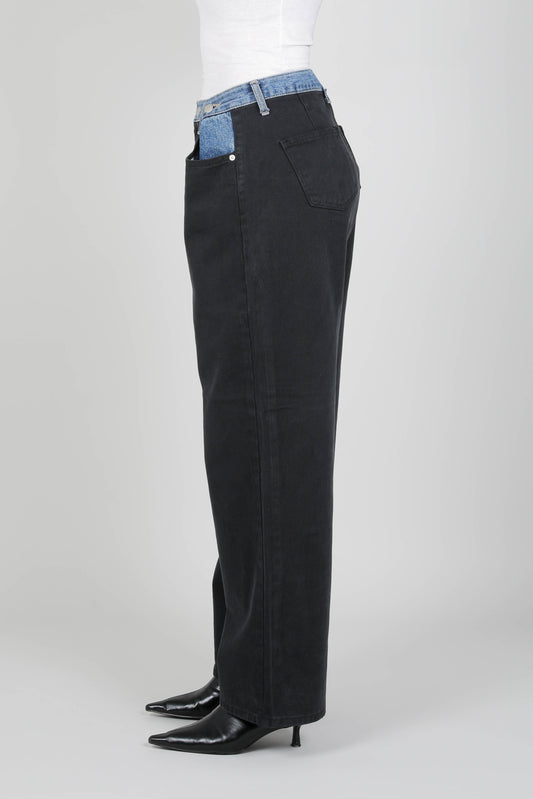 TWO TONE WIDE-LEG JEANS