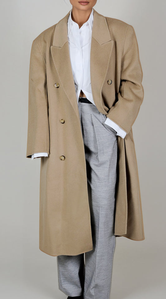 DOUBLE BREASTED WOOL COAT CAMEL