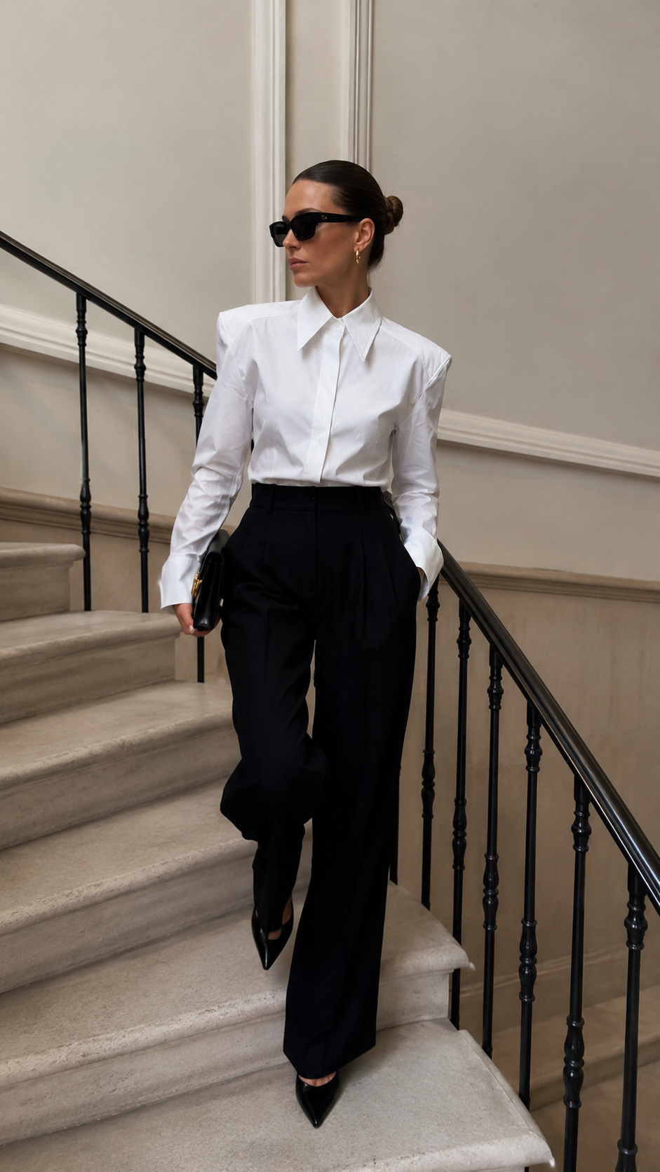 COTTON BLOUSE PADDED SHOULDER