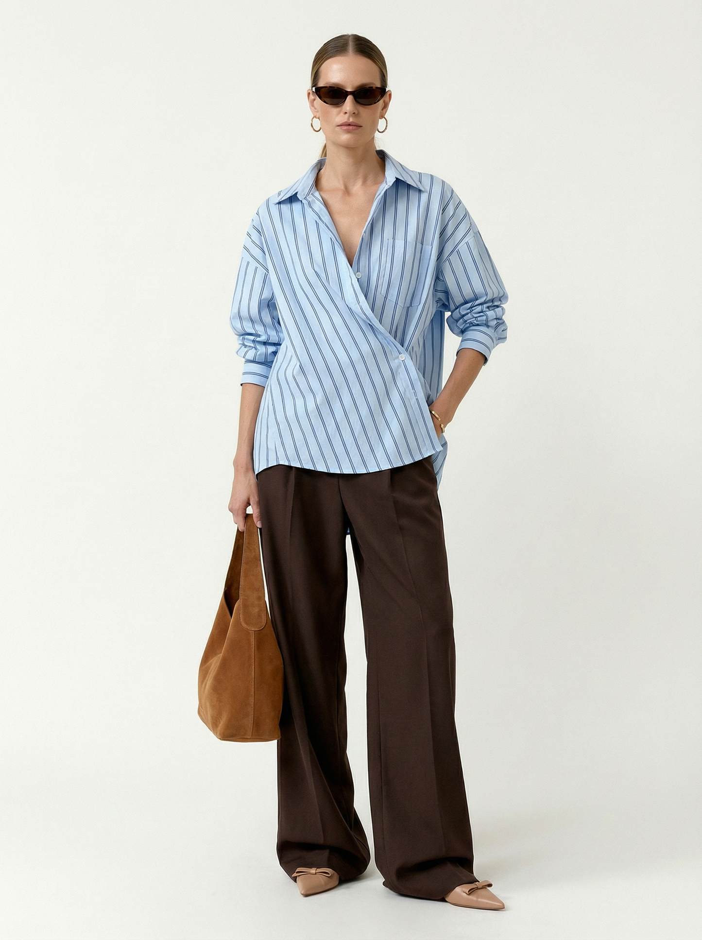 THE ESTELLE SHIRT - LIGHT BLUE STRIPED