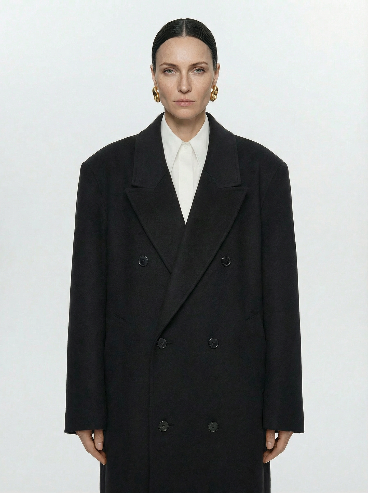 DOUBLE BREASTED WOOL COAT BLACK