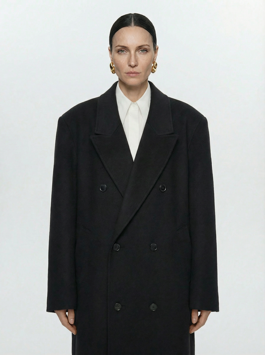 DOUBLE BREASTED WOOL COAT BLACK