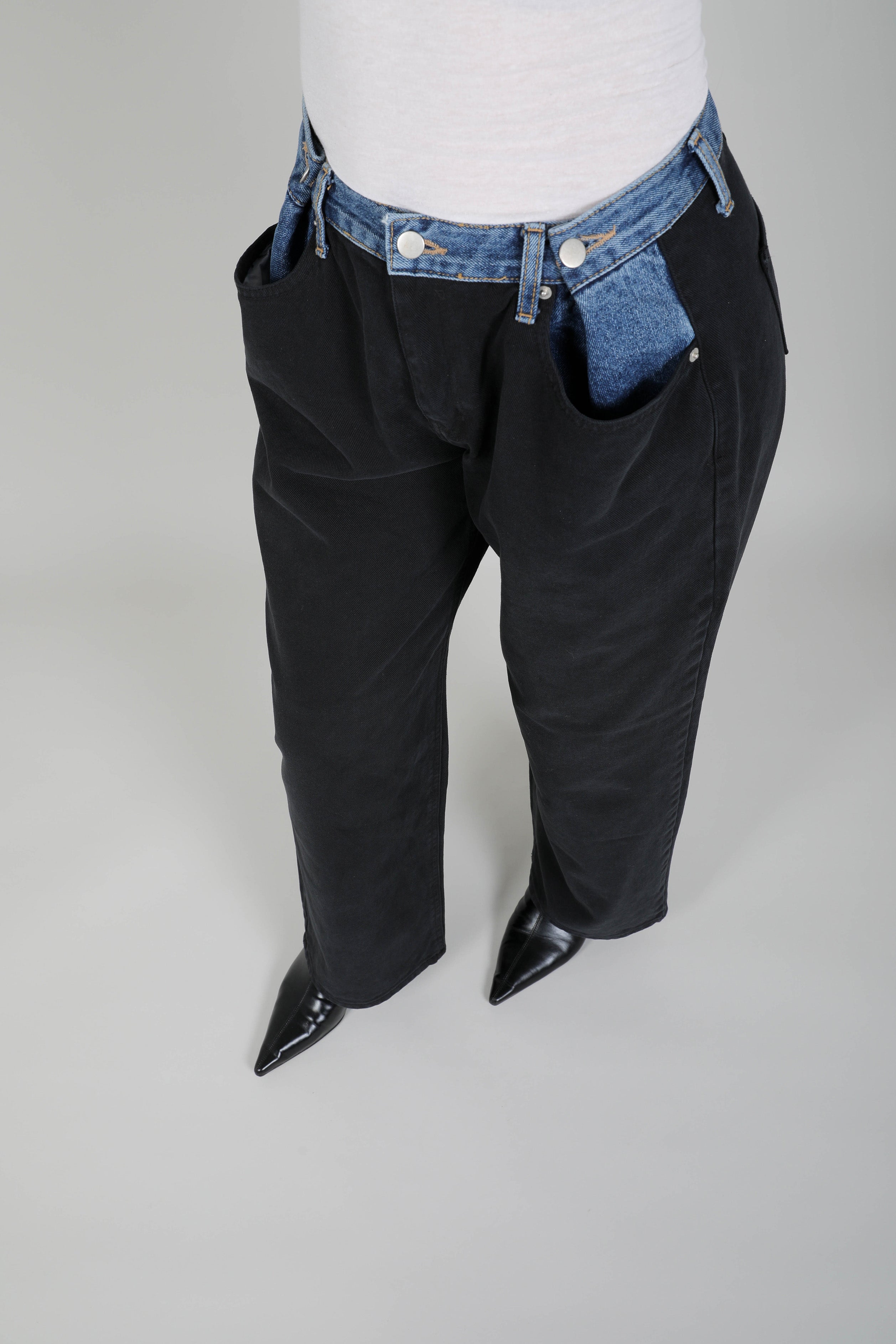 TWO TONE WIDE-LEG JEANS