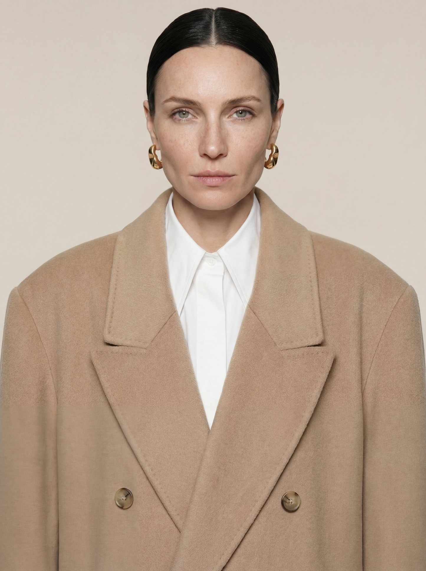 DOUBLE BREASTED WOOL COAT CAMEL