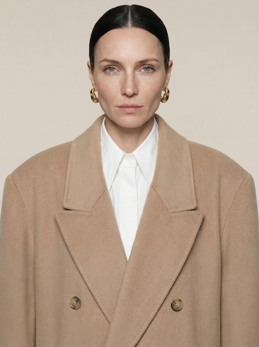 DOUBLE BREASTED WOOL COAT CAMEL