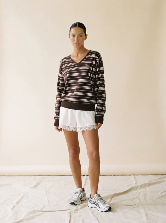 Lou Cashmere-Wool Striped Knit Sweater