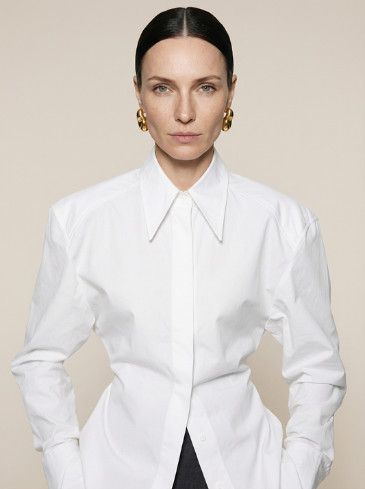 COTTON BLOUSE PADDED SHOULDER