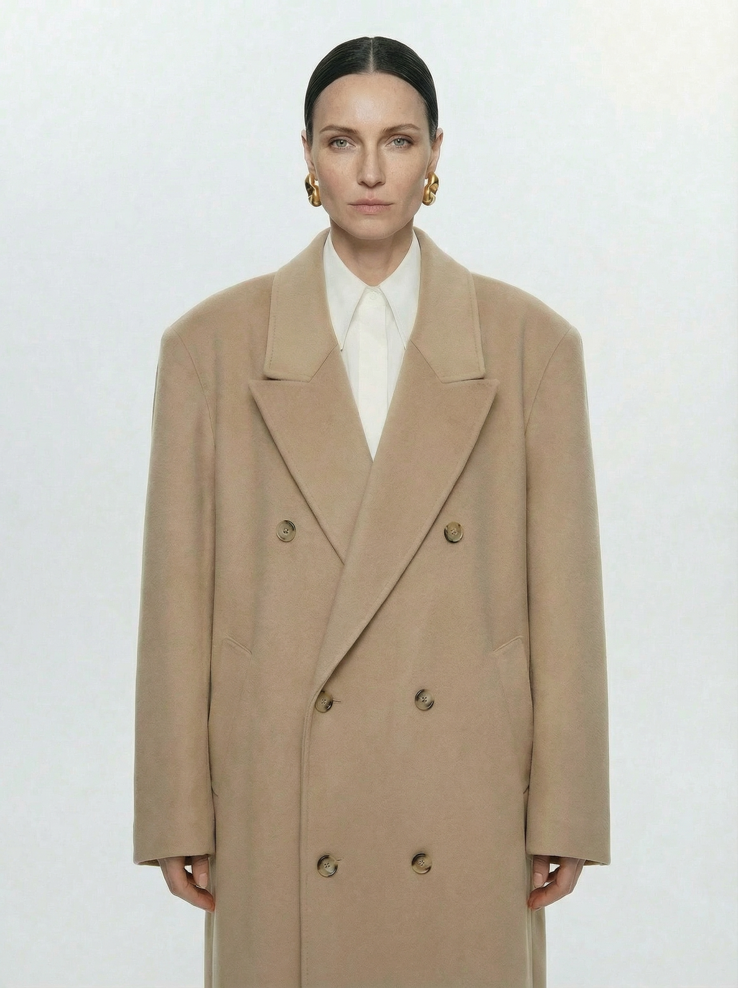 DOUBLE BREASTED WOOL COAT CAMEL