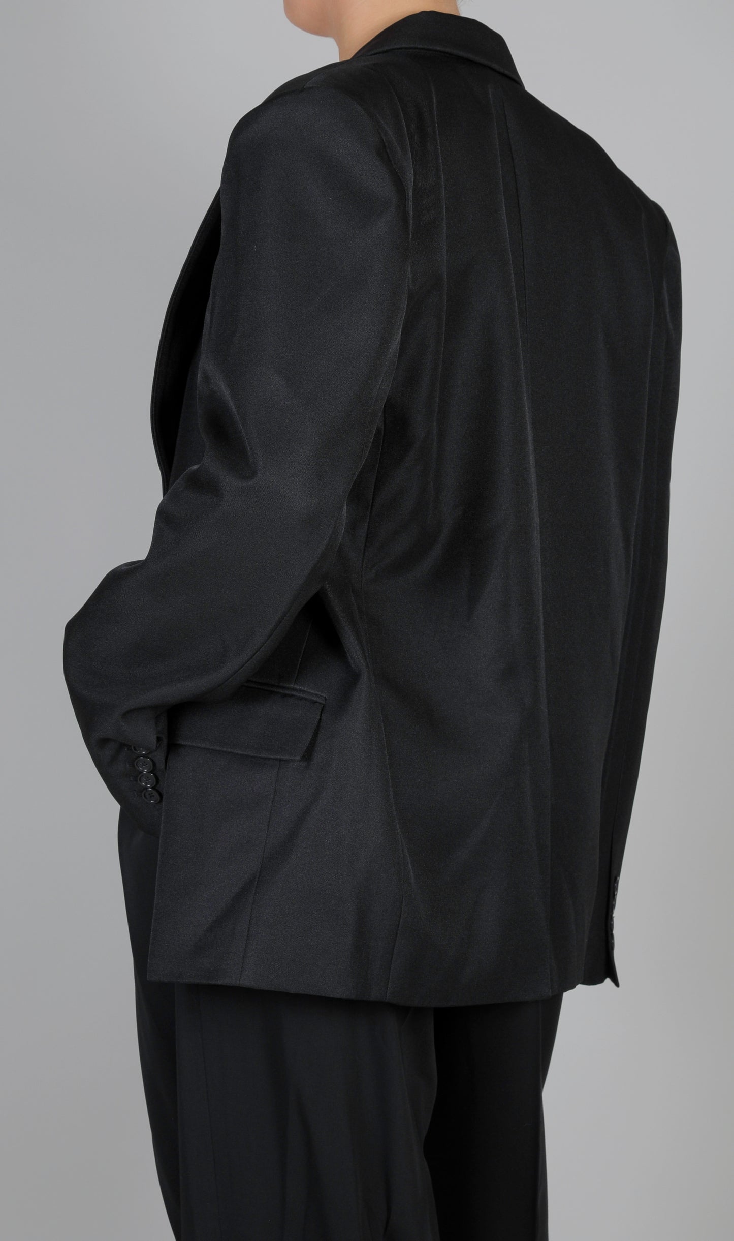 BLACK OVERSIZED BLAZER PADDED SHOULDERS