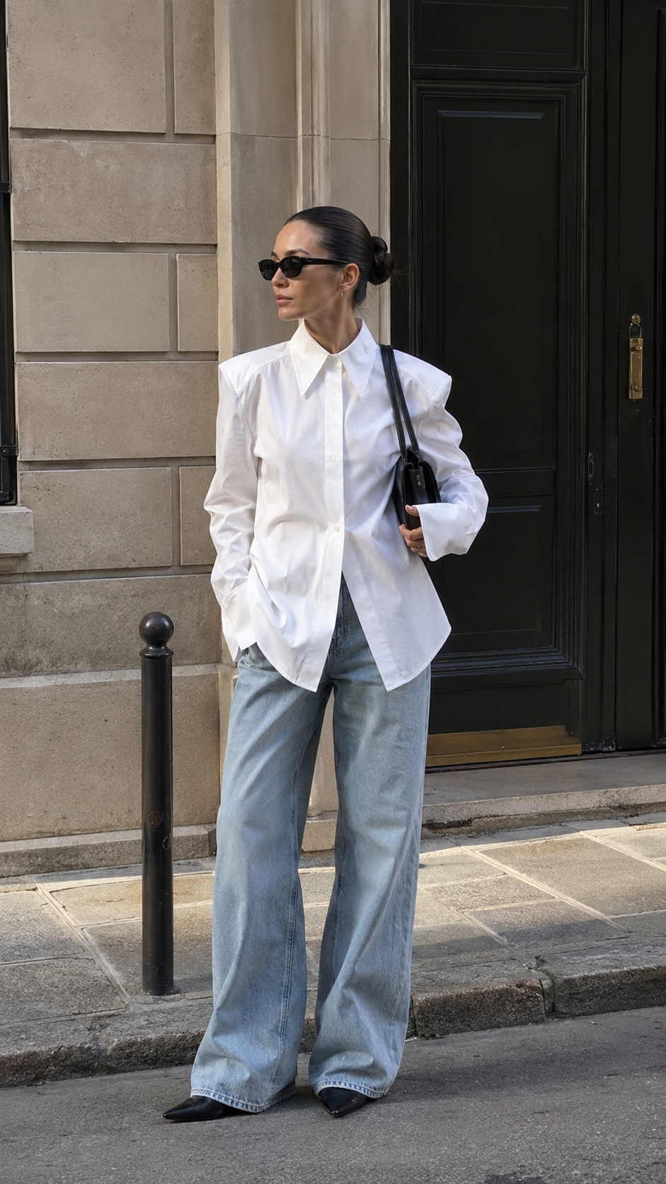 COTTON BLOUSE PADDED SHOULDER