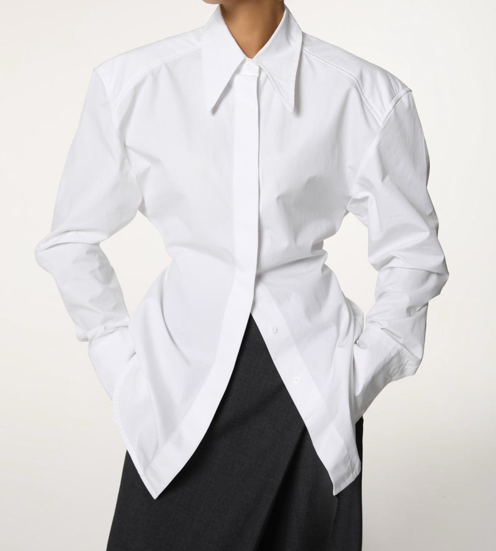 COTTON BLOUSE PADDED SHOULDER