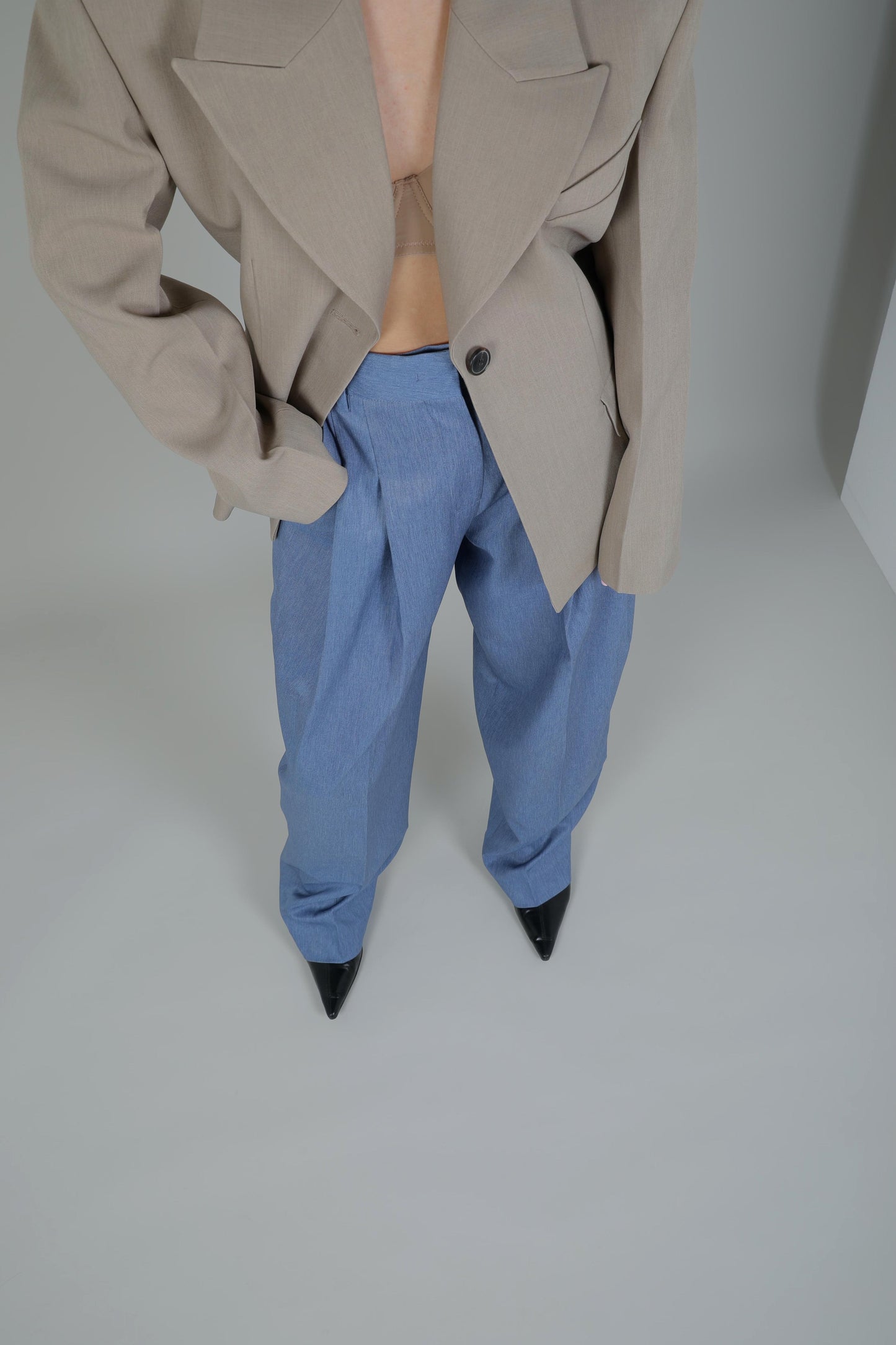 BLUE WASHED COTTON PANTS