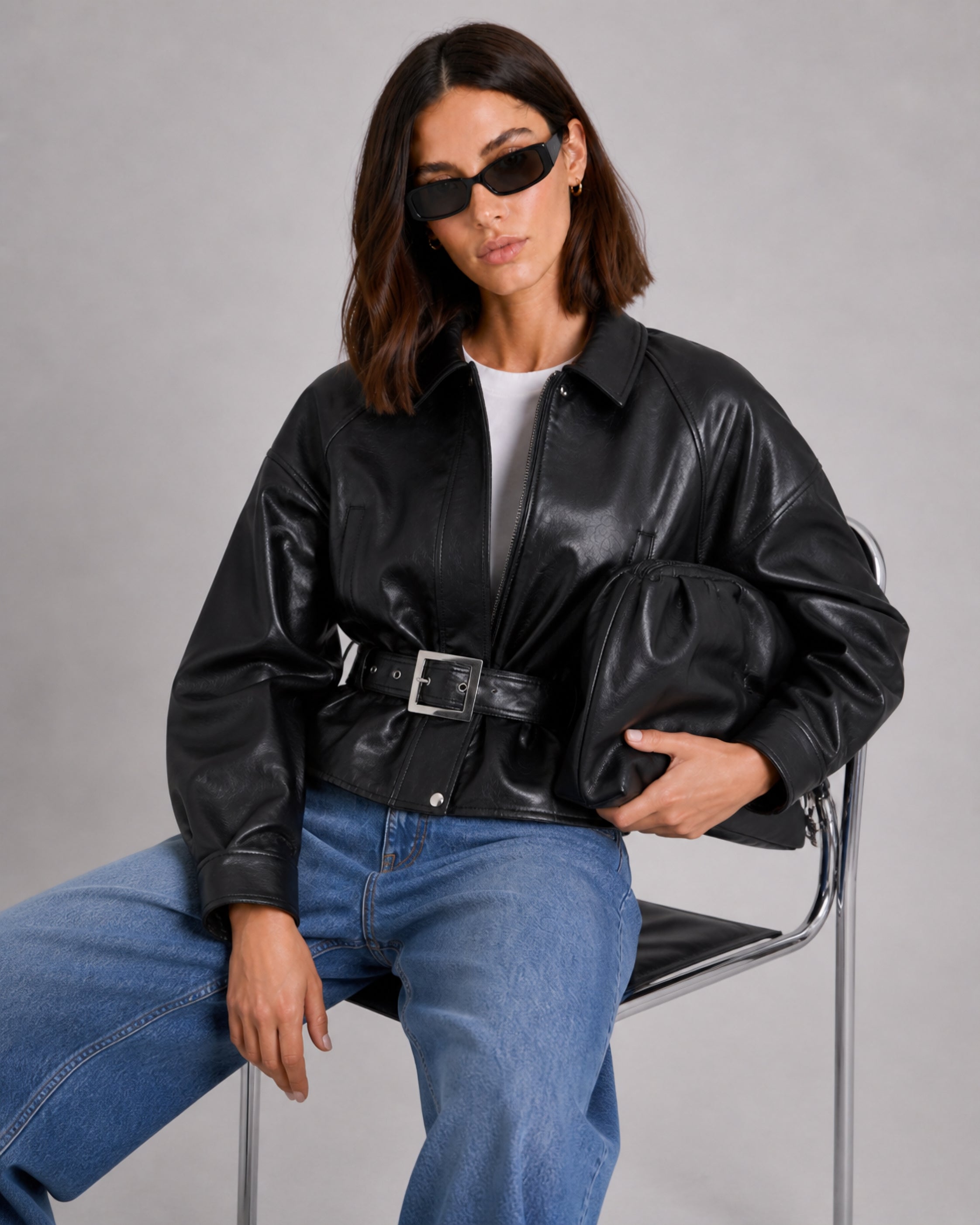 The Icon Vegan Leather Jacket Black | 44HOURS