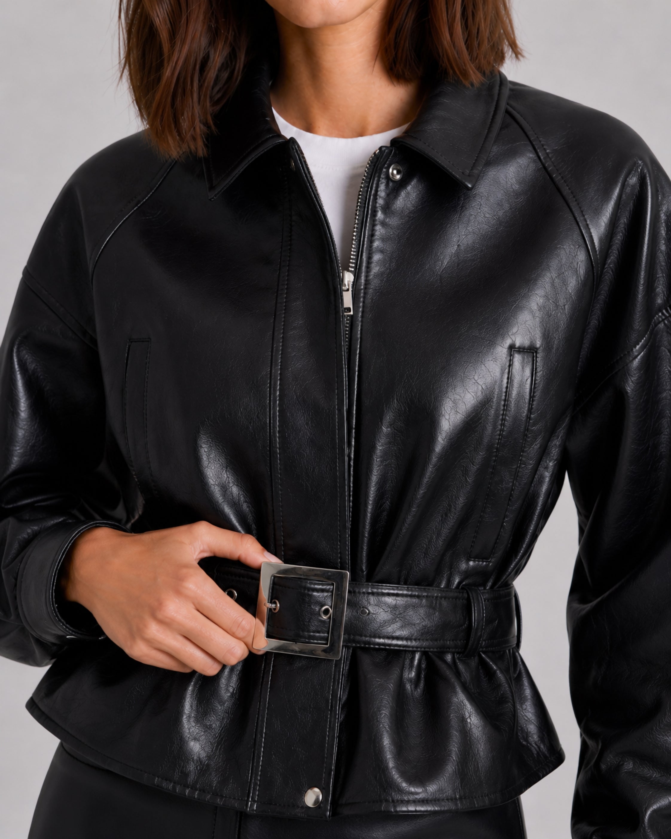 The Icon Vegan Leather Jacket Black | 44HOURS