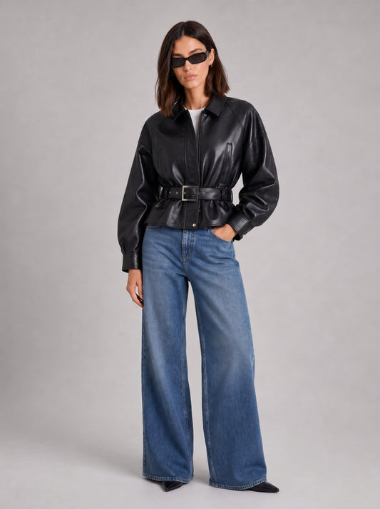 THE ICON VEGAN LEATHER JACKET - BLACK