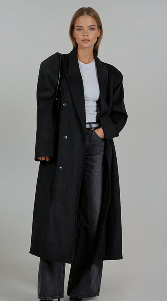 DOUBLE BREASTED WOOL COAT BLACK – 44HOURS