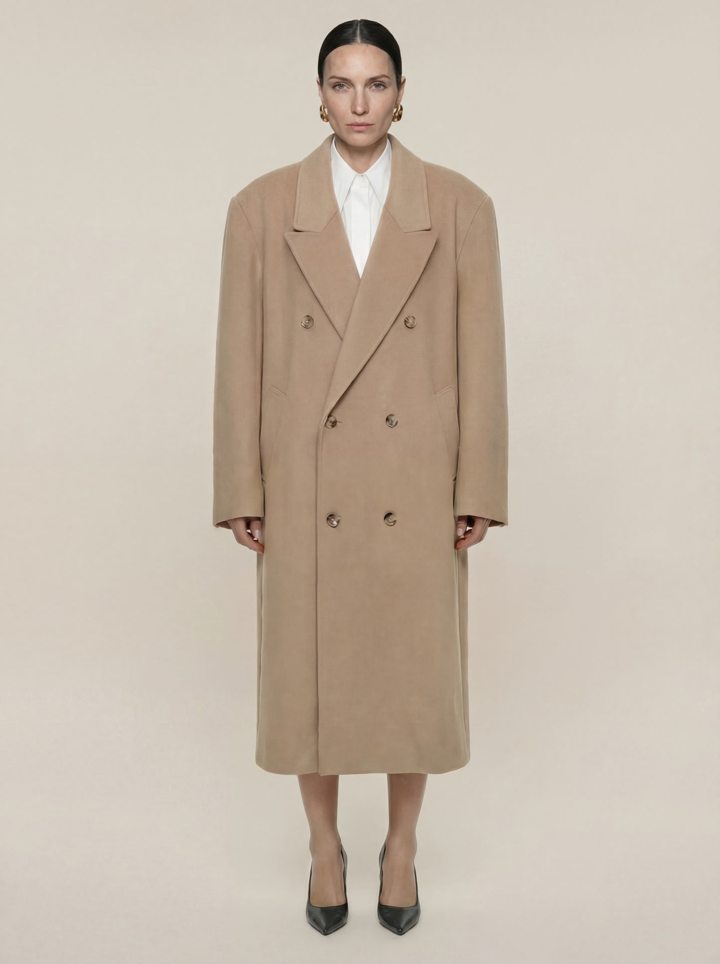 DOUBLE BREASTED WOOL COAT CAMEL