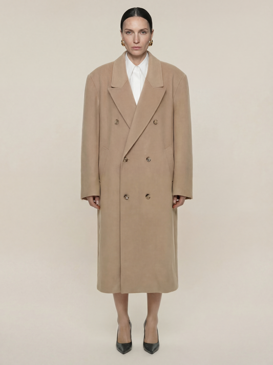 DOUBLE BREASTED WOOL COAT CAMEL