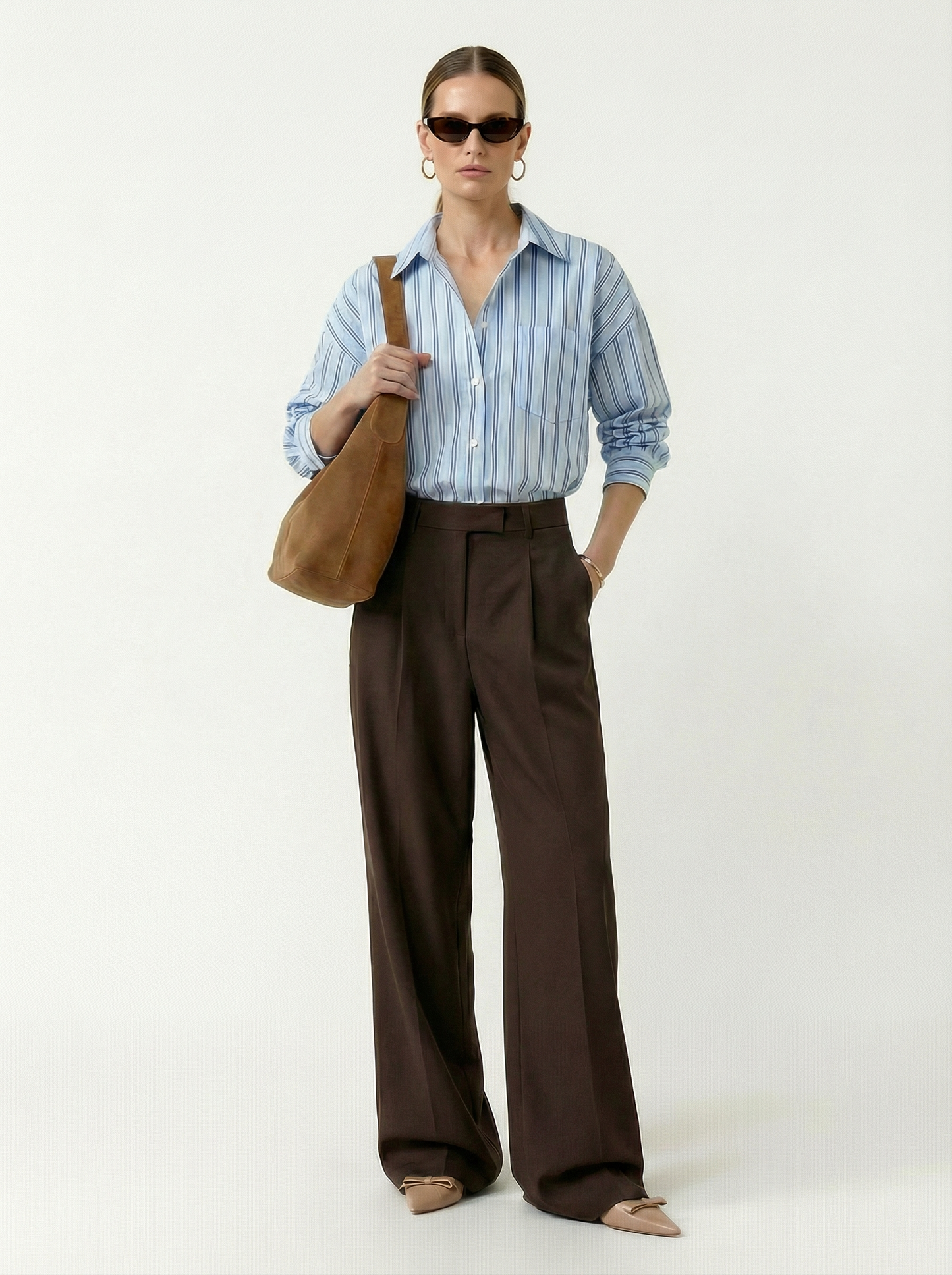 THE ESTELLE SHIRT - LIGHT BLUE STRIPED