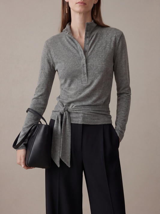 MIA WRAP TOP GREY MELANGE