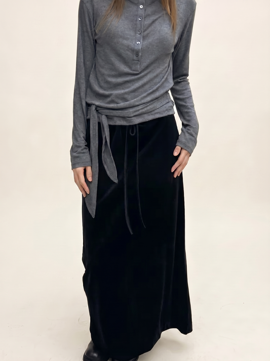 MIA WRAP TOP GREY MELANGE