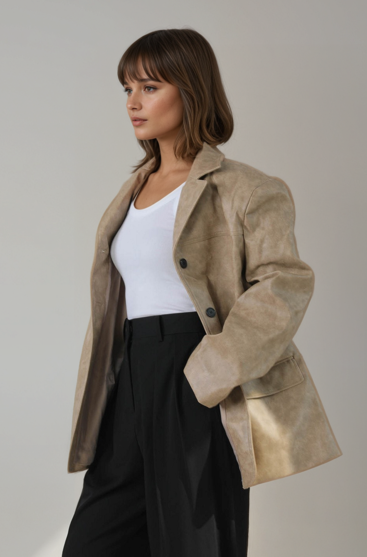 OVERSIZED VEGAN LEATHER BLAZER